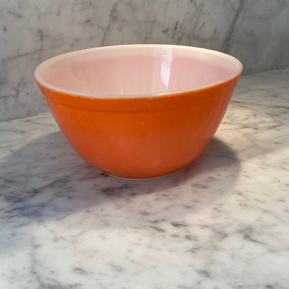 Pyrex Vintage Orange 1.50 Quart Mixing Bowl with White Interior
